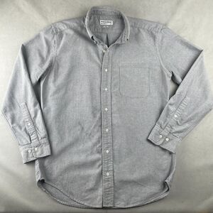 American Apparel Shirt Mens M Gray Oxford Button Down Long Sleeve USA Classic